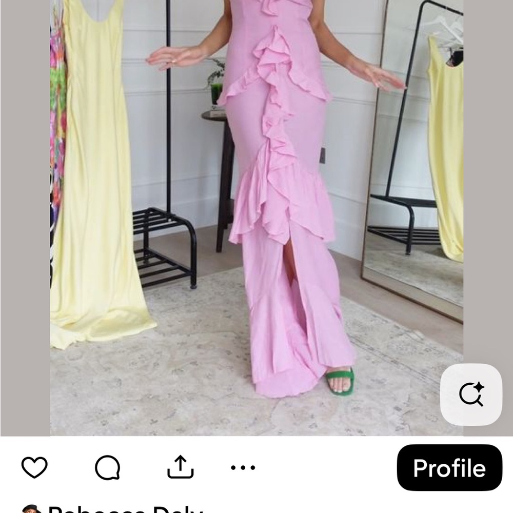 PrettyLittleThing Pink Ruffle Maxi Dress - Picture 3 of 5
